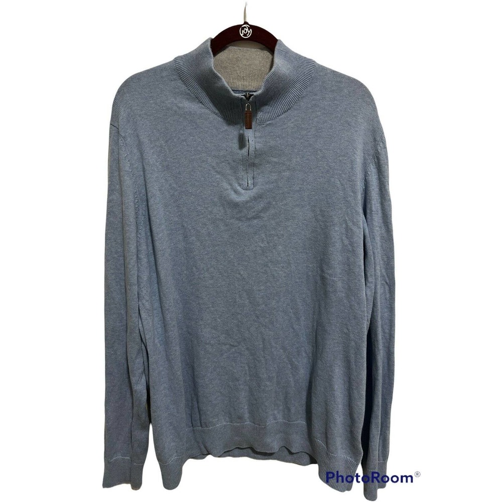 Grayson & Dunn 1/4 Zip Pullover Sweater Cotton Blue Mens Size Large